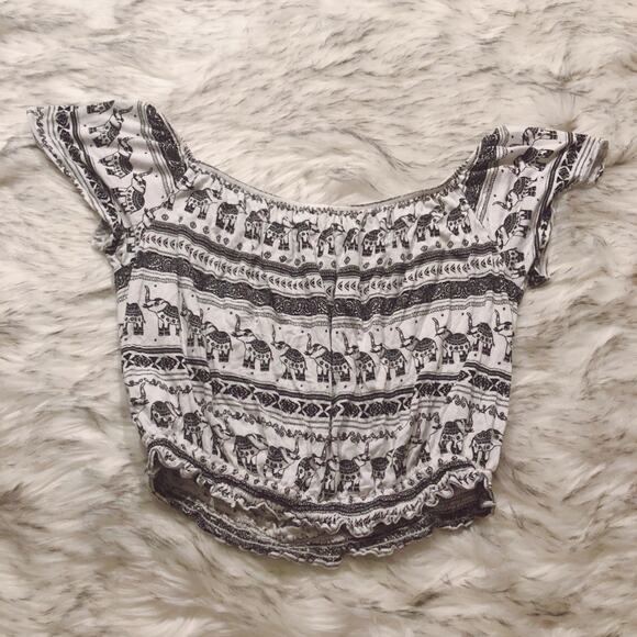 H&M Loves Coachella Boho Elephant Crop Top Shirt - Picture 2 of 8
